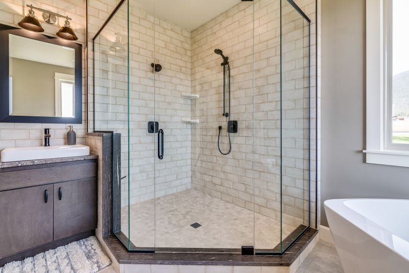 Shower with Textured Tile Accents